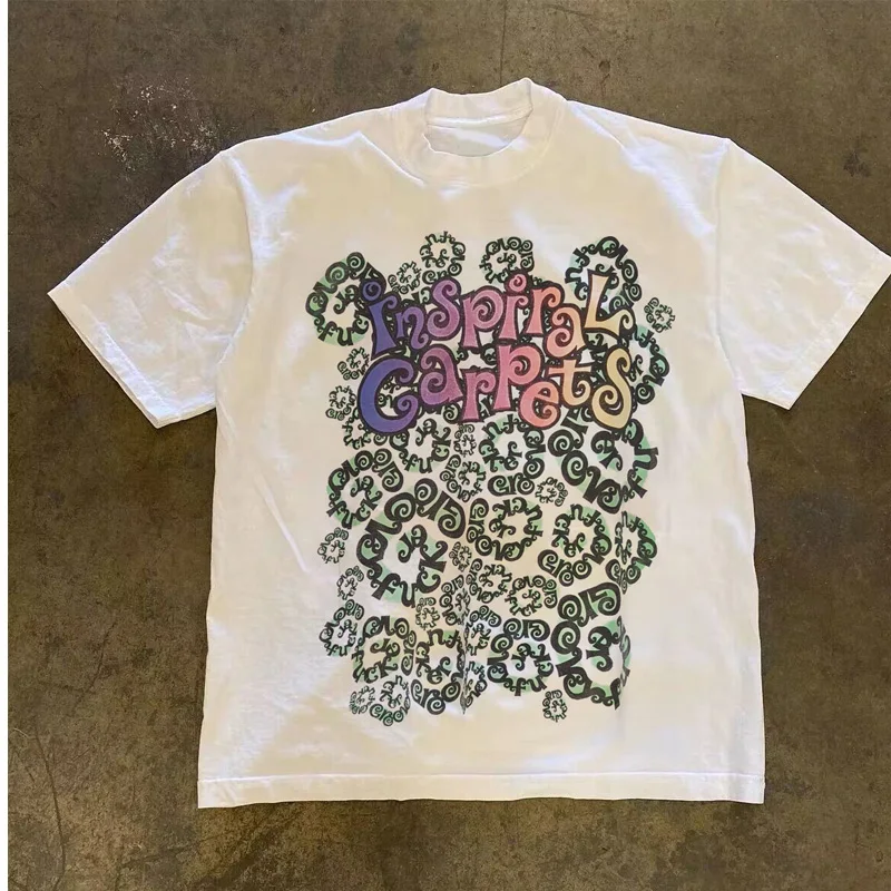 

2023ins Piral Strange Carpet Hong Kong Style Men's Design Short-sleeved T-shirt Ins New All-match Niche Top