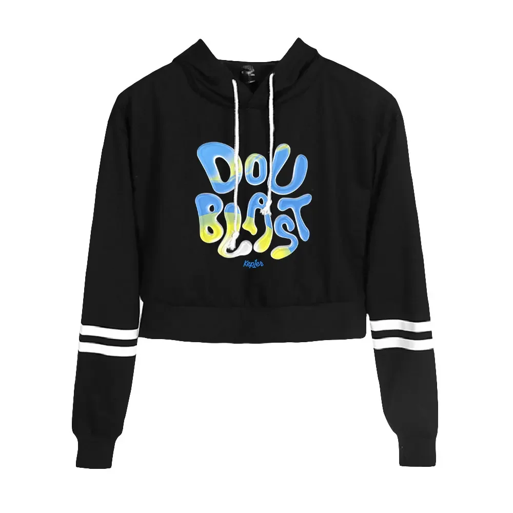 Кроп-топ с капюшоном и длинным рукавом в стиле хип-хоп