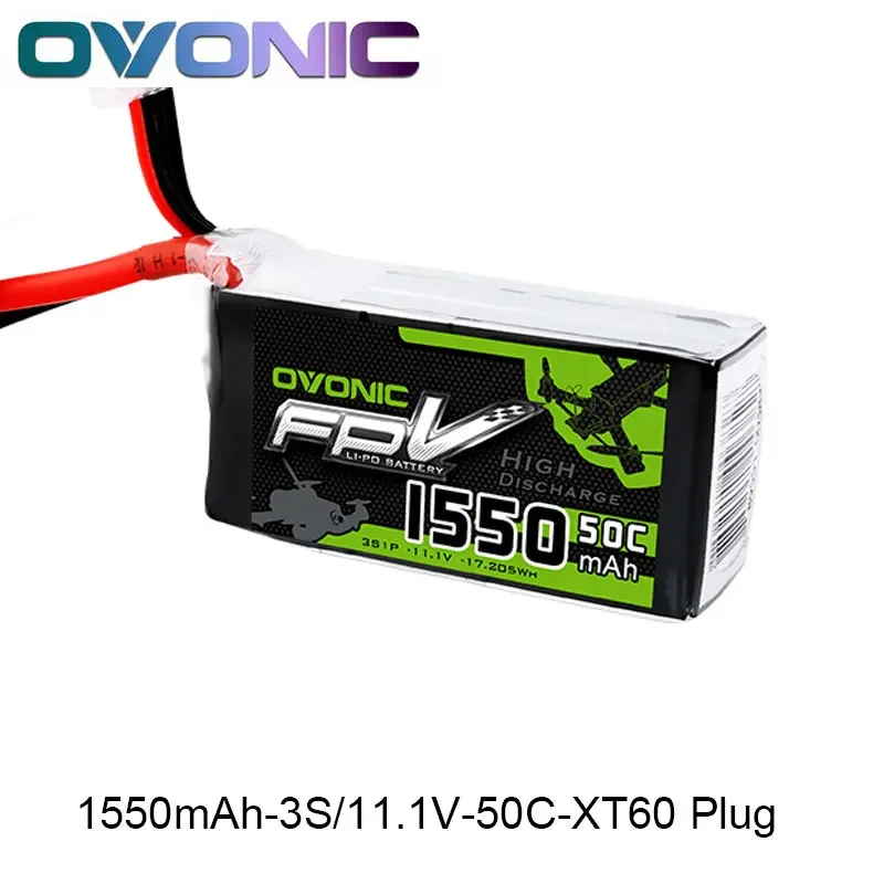 OVONIC 1550 мАч 11 1 В 50C Макс. 100C 3S1P Lipo Батарея XT60 Разъем для FPV Рама Дрон Квадроадаптер