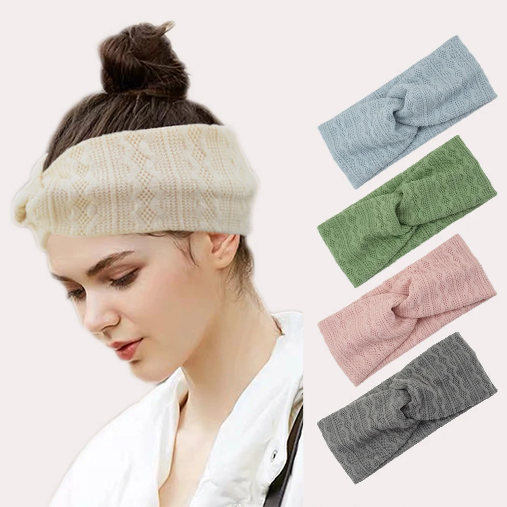 

1PC Simple Women Spiral Stripe Cross Headbands Casual Soft Hairbands Ladies Elastic Warm Knit Korean Fashion Hair Accessories