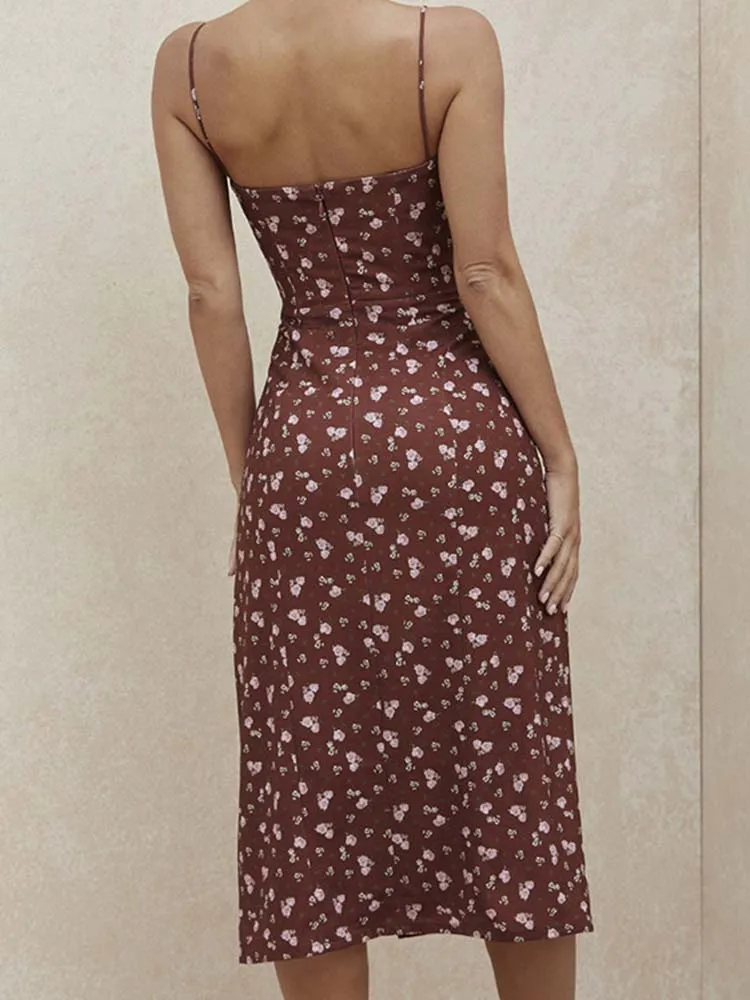 Женское летнее длинное платье с цветочным принтом повседневное пляжное в стиле