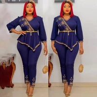 md plus size women african dashiki clothes 2 piece set wedding party suits beading sequin tops trousers 2022 south africa outfit
