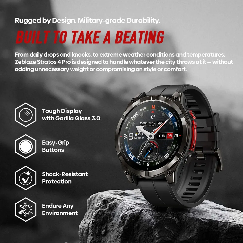 Фото Новые умные часы Zeblaze Stratos 4 Pro с GPS, 1.43'' AMOLED-дисплеем, двухцветным фонариком, хранилищем для музыки и 170+ режимами тренировок №2