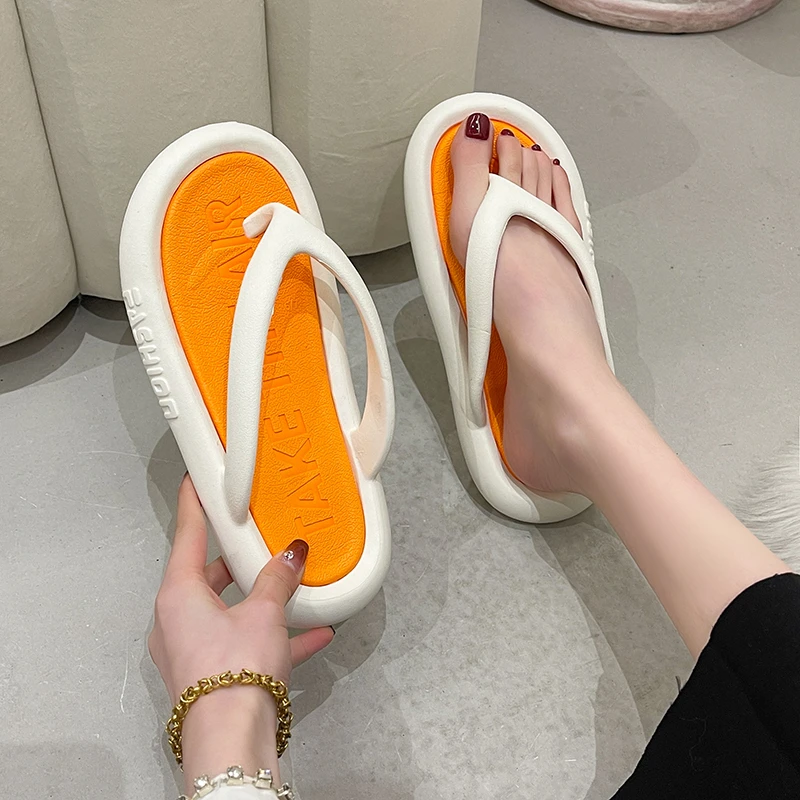

Women Outside Slippers Summer Runway Shoes Woman EVA Soft Thick Sole Non-slip Outdoor Women Slide Pool Beach Sandals Indoor Bath