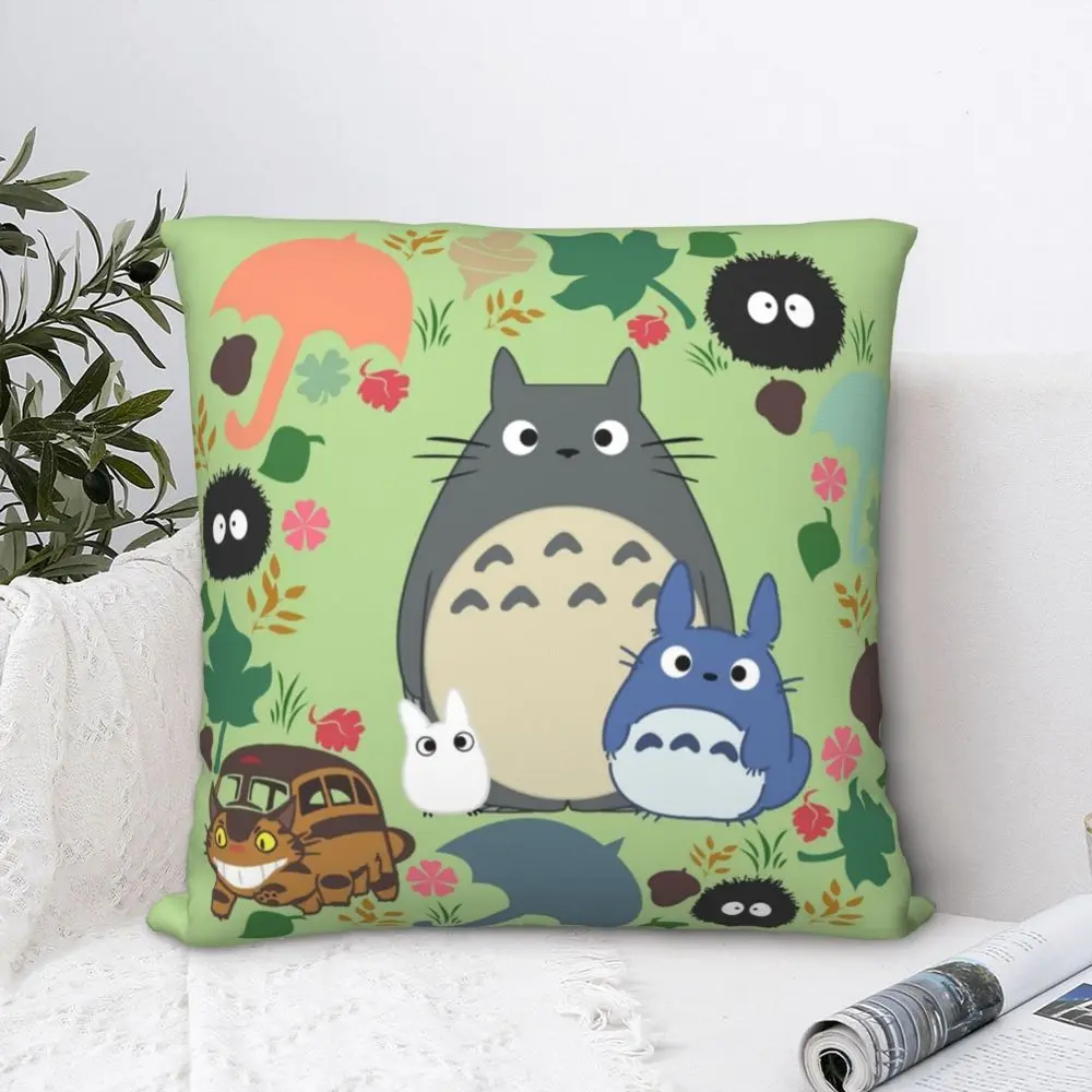 

Чехол с зонтом и подушкой, зеленый Тоторо венок, Мой сосед Тоторо, летняя смешная подушка, чехол на молнии