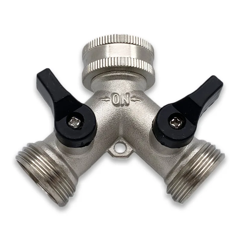 

1PC Electroplated Nickel Garden Hose Water Divider Ball Valve One Point Two Y-type Fitting