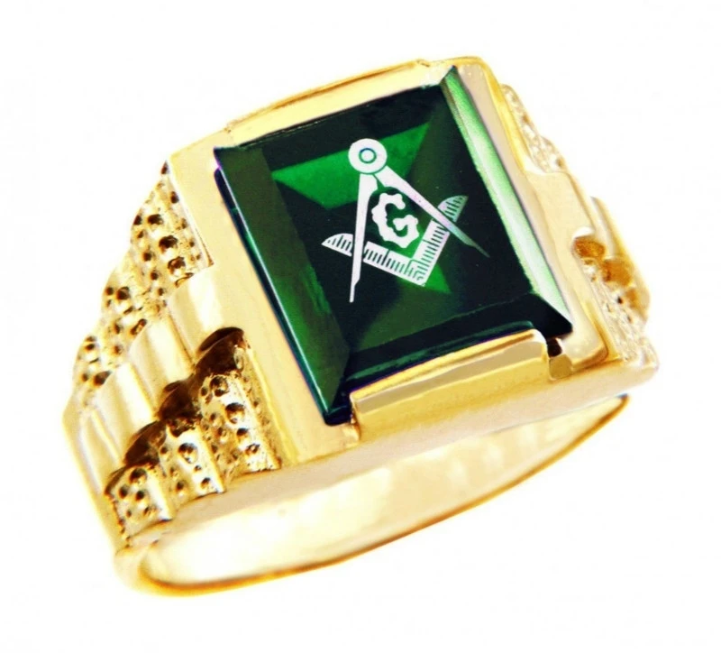 

Business Men Fashion Freemasonry Green Zircon Wedding Engagement Party Ring