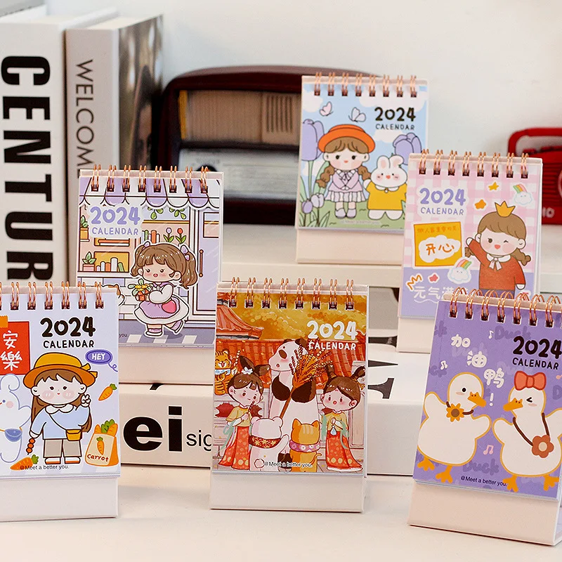 

2023 Mini Cute Desk Calendar Kawaii Cartoon Animals Calendar Dual Daily Scheduler Table Planner 2022.7~2023.12