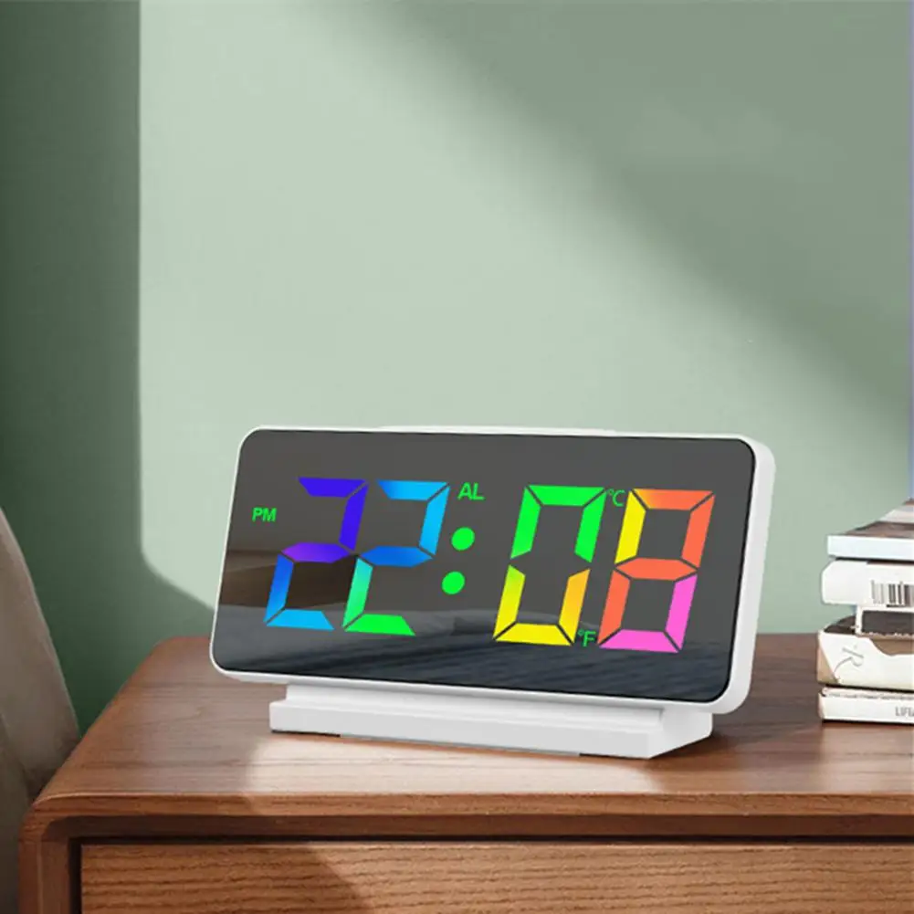 

Digital Alarm Clock Colorful Screen Large Display Modern Desk Electronic Clock For Bedroom Home Office Decor