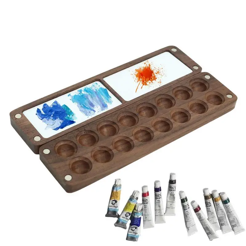 

Wooden Travel Paint Palette 16 Grids Tray Box For Watercolor Sketchbook Magnetic Design Painting Tool For Traveling Sketchers