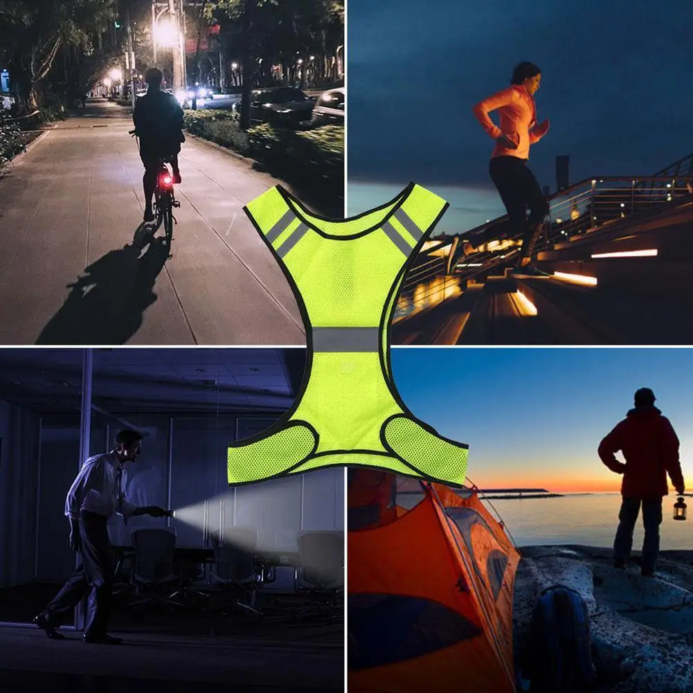 Hot Reflective Vest High Visibility Breathable Safety Vest Fluorescent Mesh Vest Suitable for Night Running Cycling Sports L8H7