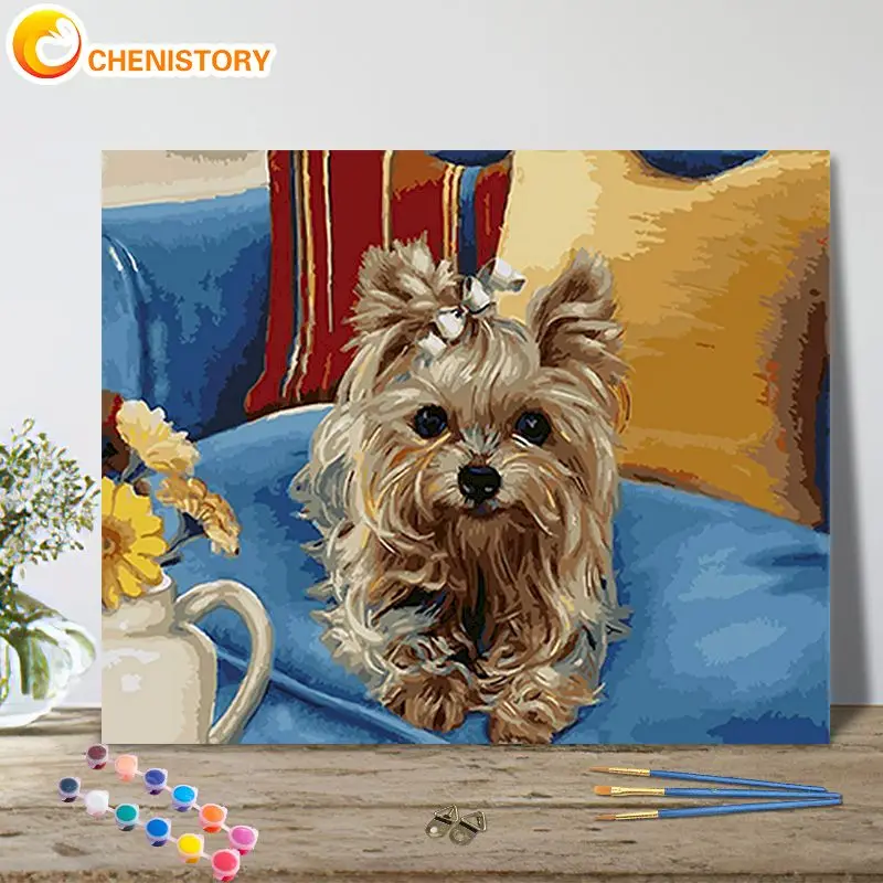

CHENISTORY 50x65cm Painting By Numbers Dog Animal For Adults DIY Room Wall Art Pictures By Number Home Decoration Gift