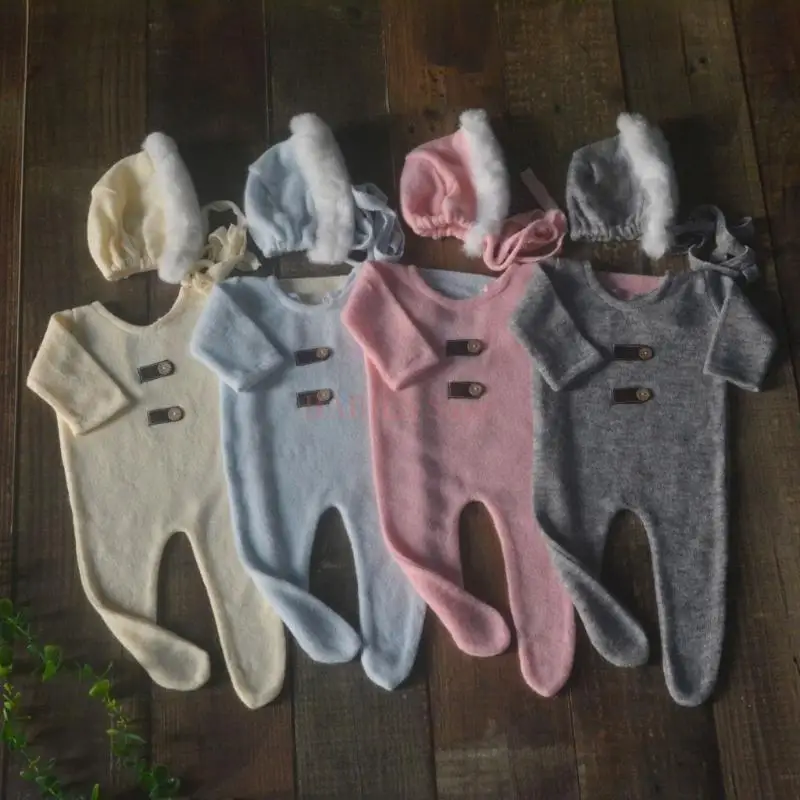 C9GB 2 шт. детский костюм для съемки рождения комбинезон с подходящей шляпой