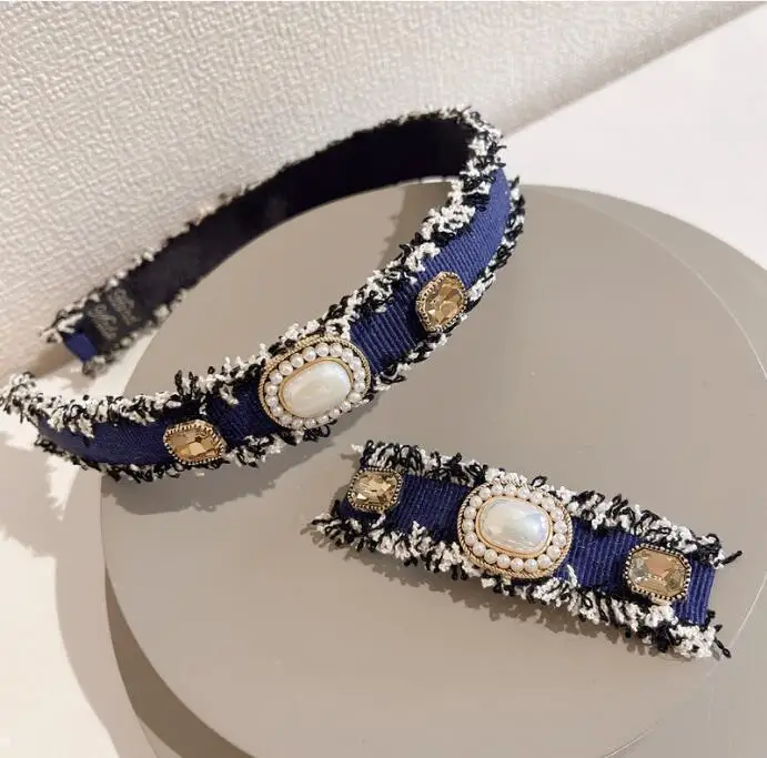 

Korean rhinestone pearl hairband retro French to go out elegant women hair accessory
