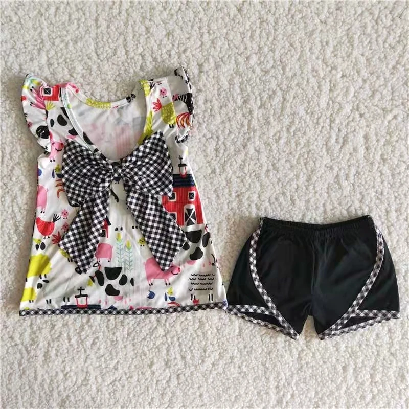 

2 шт., детский летний топ с коротким рукавом и шорты