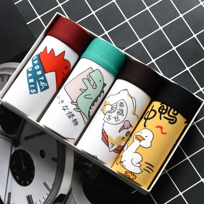 4Pcs/Lot Mens Underwear Boxers Fashion printed Panties Men's Underpants Boxer Comfortable Brand Boxershort Shorts