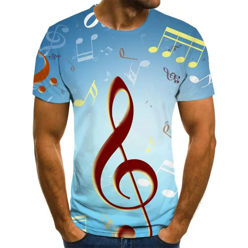

2021 new T-shirt men's music symbol T-shirt 3d guitar T-shirt shirt printed Gothic anime clothing short-sleeved T-shirt 110-6XL