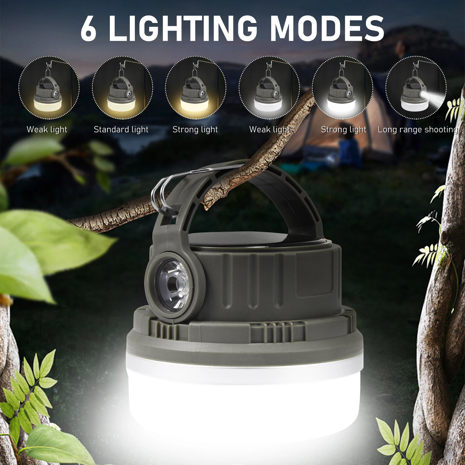 LED Camping Light Color Changing Light With USB Charging 5 Lighting Modes Dimming Waterproof Strong Magnetic Camping Light