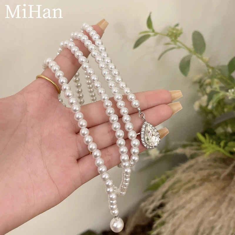 

Modern Jewelry 2023 Trend New Elegant Temperament Simulated Pearl Teardrop Pendant Necklace For Women Fashion Accessories