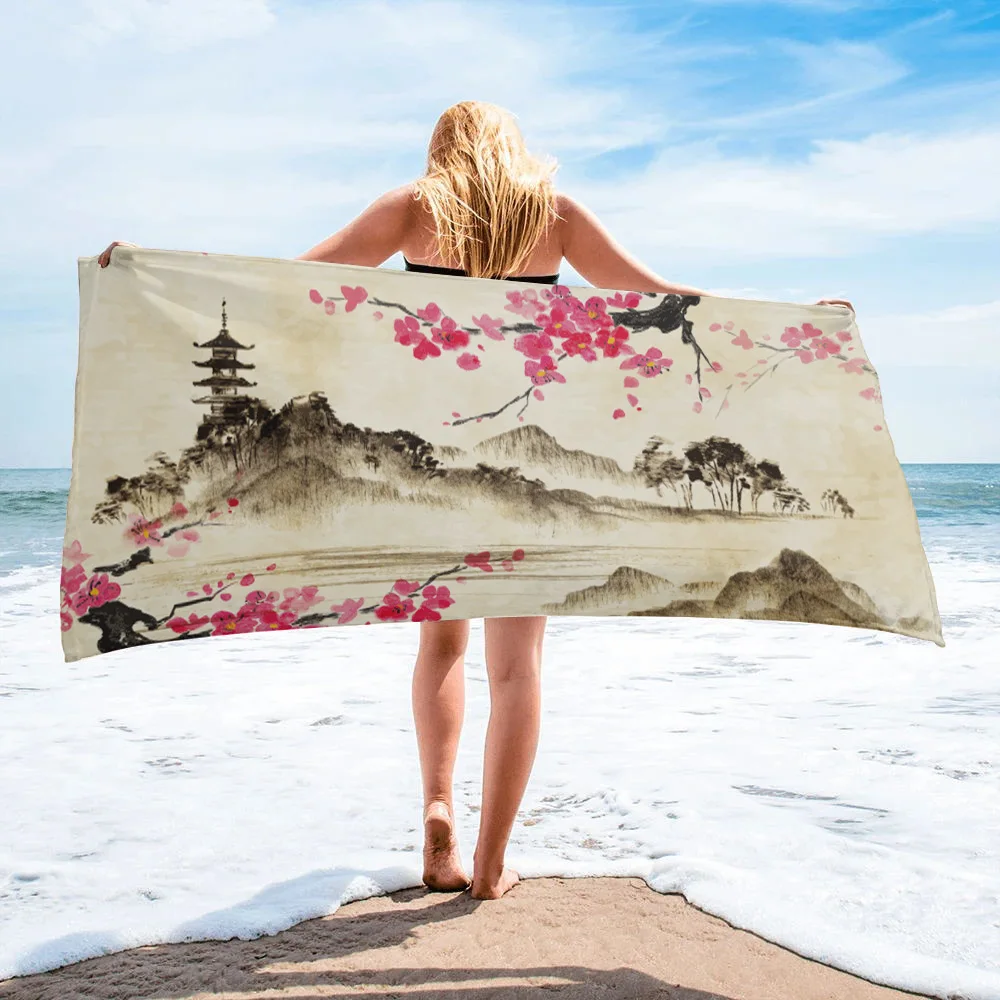 

Most Beautiful Painting Hot Spring Household Bath Towel Microfiber Quick Dry Face Towel Surf Print Beach Towel
