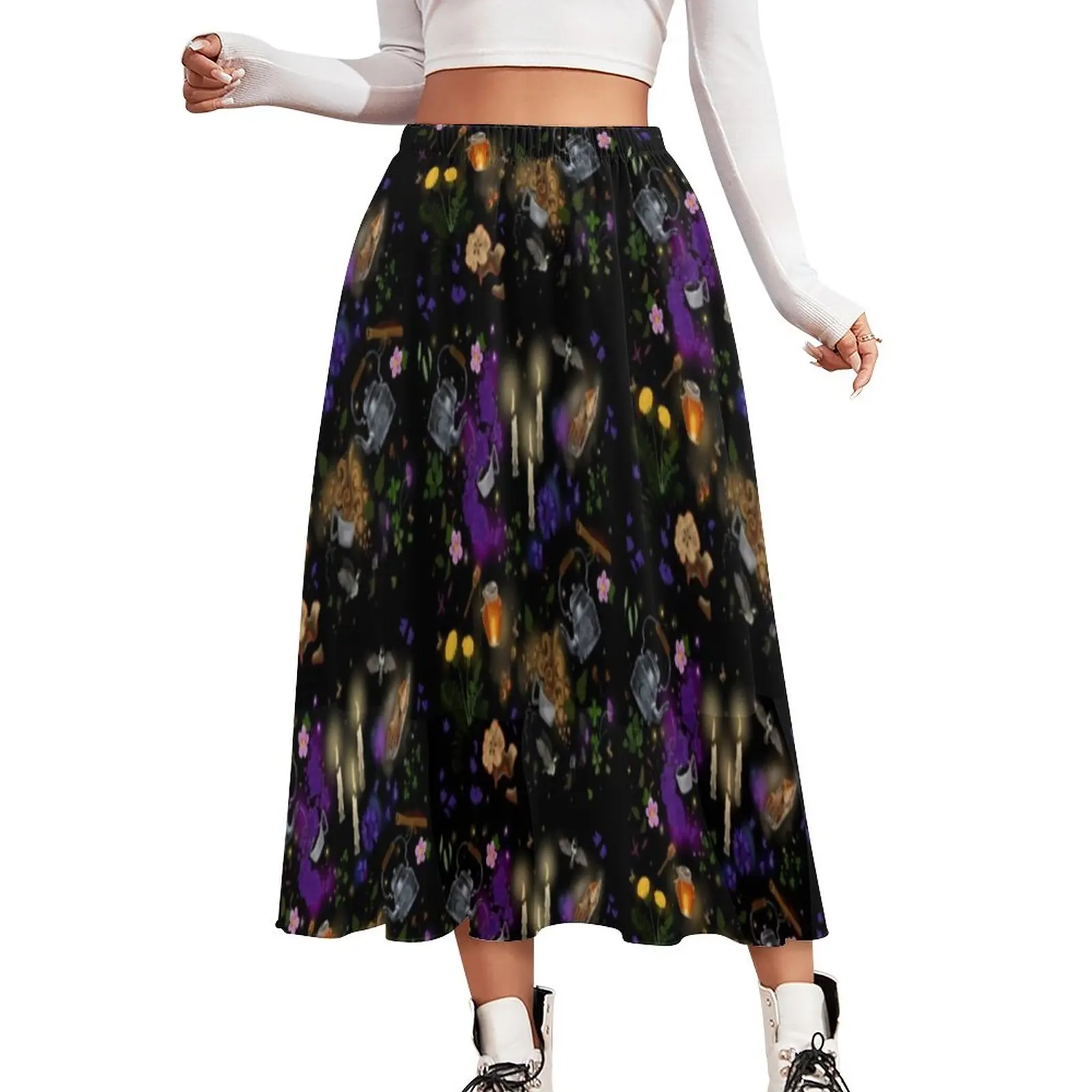 

Witch Brew Tea Chiffon Skirt Floral Print Y2K Casual Skirts Ladies Trendy A-line Skirt Printed Clothing Gift