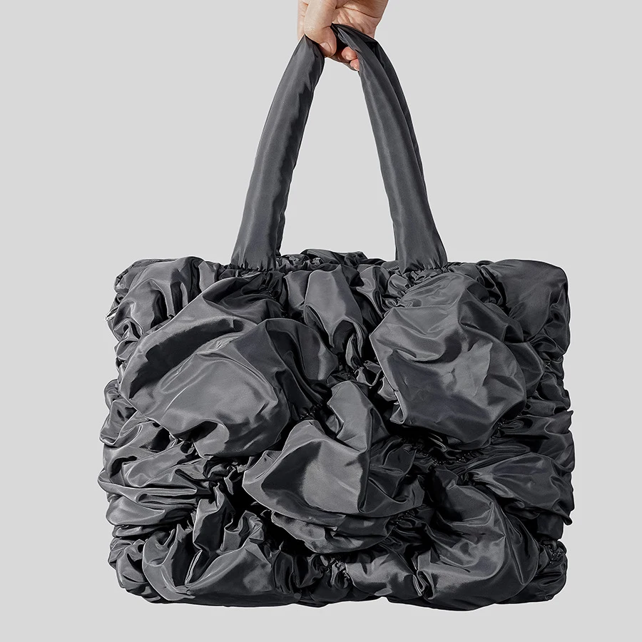 

Fashion Ruched Padded Tote Bag Designer Quilted Women Handbags Nylon Fown Cotton Shoulder Crossbody Bags Soft Puffer Bag