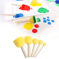 5pcs round sponge brush with wood handle art graffiti painting tool toy children