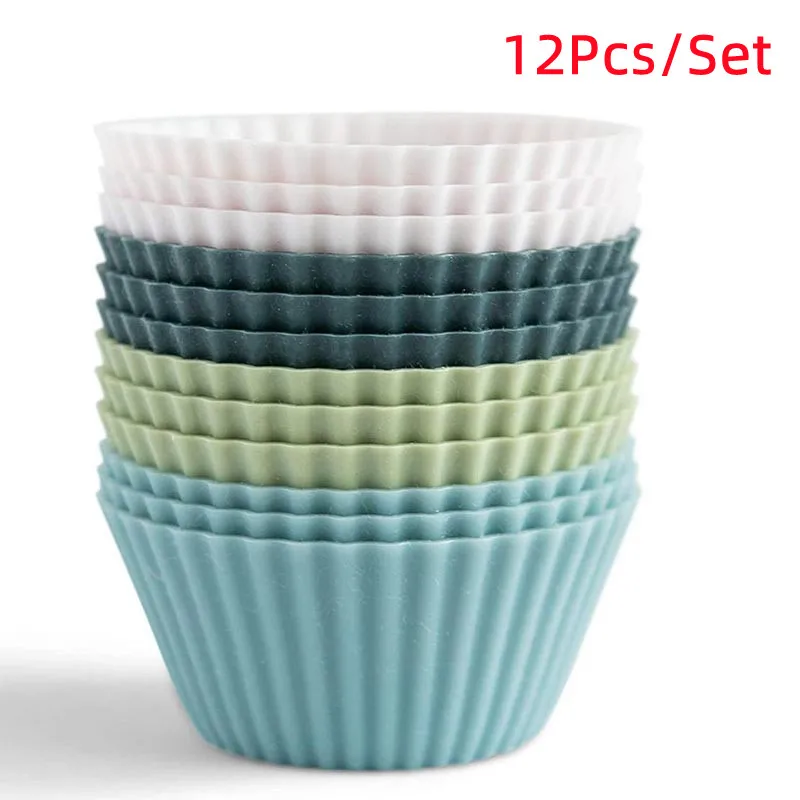 

12Pcs/Set Silicone Cake Mold Round Muffin Cupcake Baking Molds Silicone Mini Cake Cup Cake Mold Kitchen DIY Bakeware Maker Tools