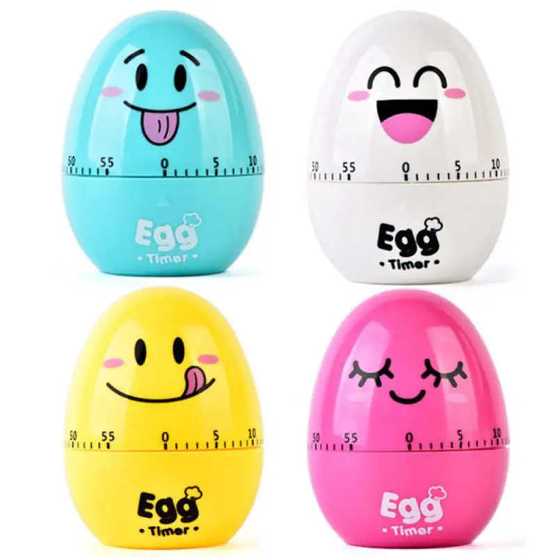 Cartoon Egg Shaped Timer Manual Kitchen Manager Mechanical Rotating Alarm Reminder For Cooking Sports Study Tools
