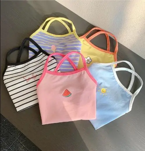 

Подтяжки для маленьких девочек 2022, детские топы с мультяшным рисунком, хлопковые летние детские жилеты, тонкая верхняя одежда, футболки