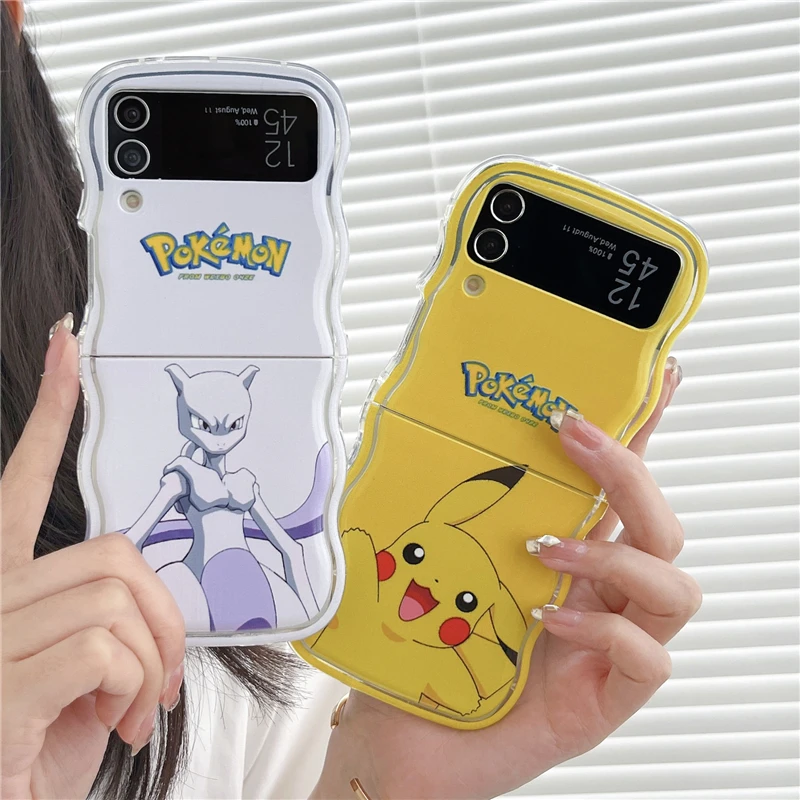 

Anime Pokemon Pikachu Mewtwo One Piece Dragon Ball Japanese For Samsung Galaxy Z Flip 3 4 5 Cover Phone Wave Case Toy Gift