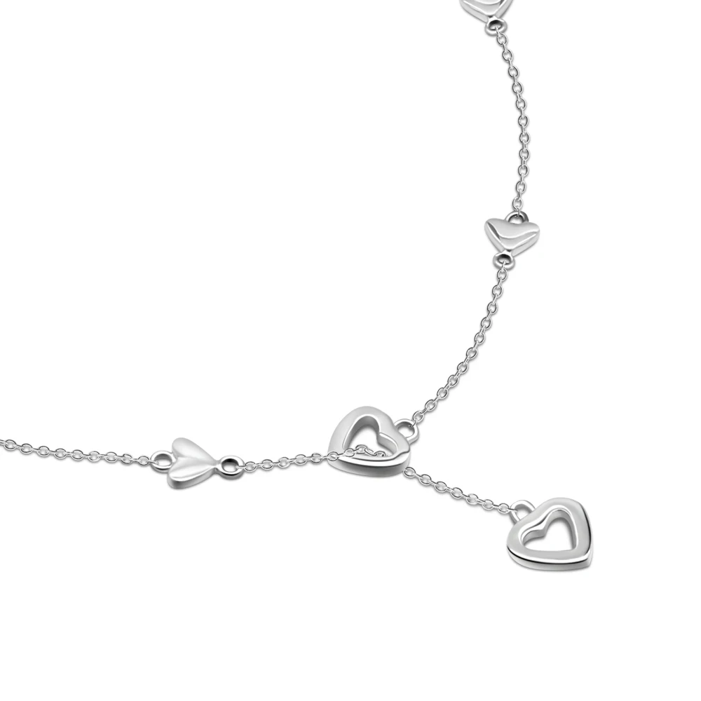 

ziqiudieS925 sterling silver heart-shaped thin necklace fashion women's collarbone chain wife girlfriend birthday Thanksgiving