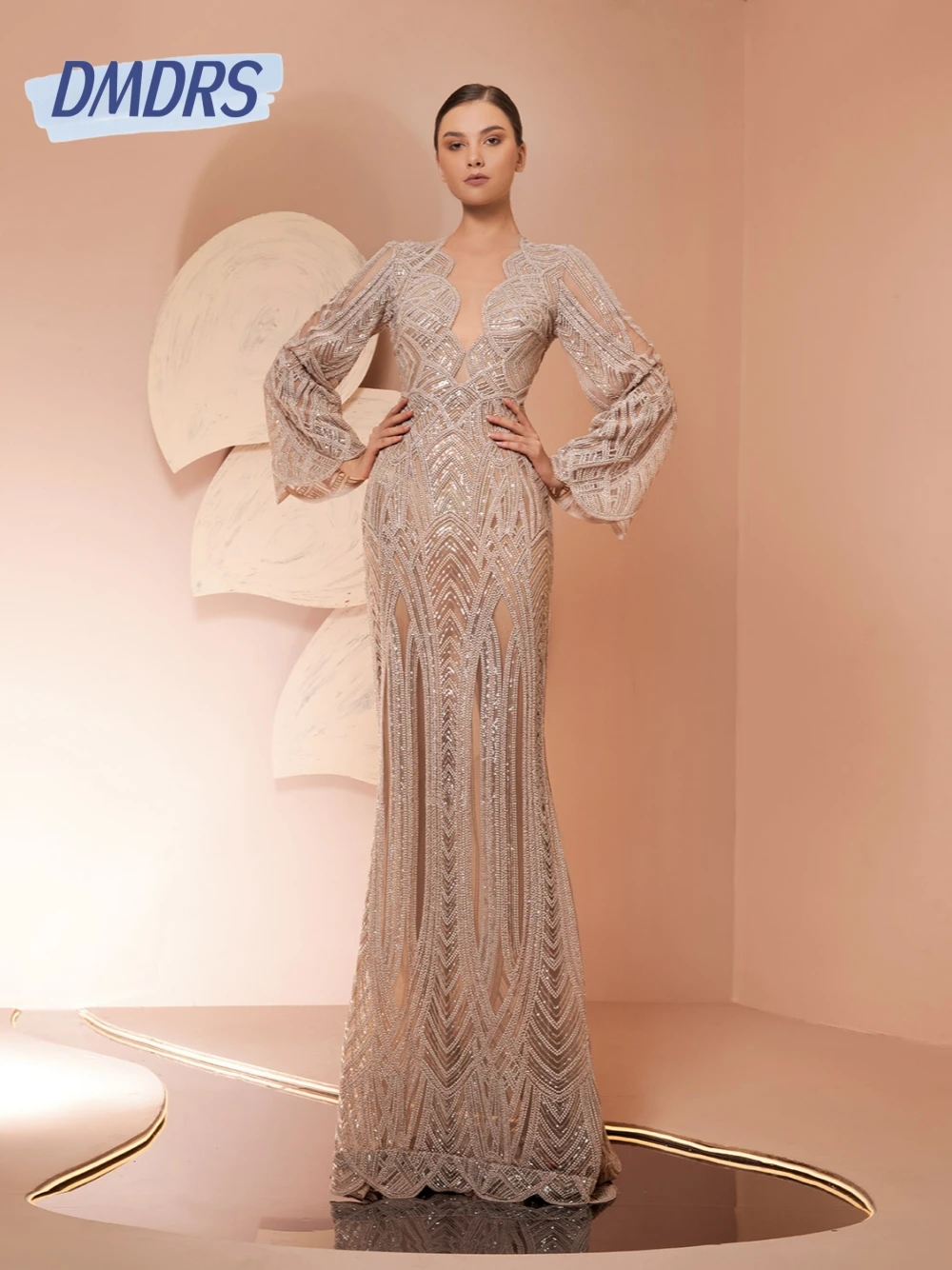 Захватывающее тяжелое вечернее платье с бисером роскошное ослепительное