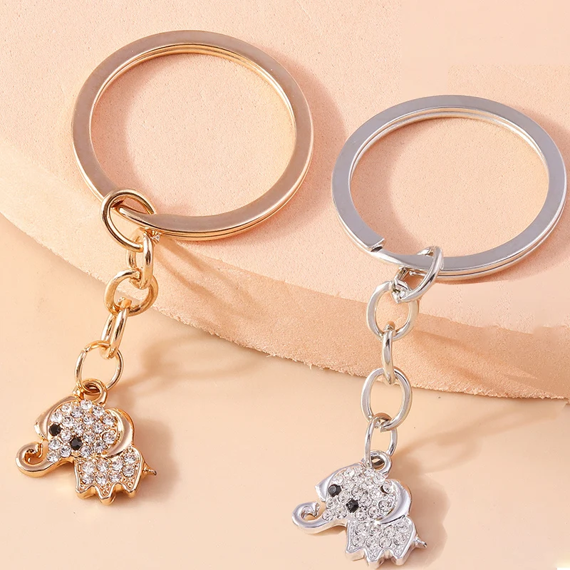 

Delicate Crystal Elephant Keychain Animal Keyring Pendant for Car Key Holder Women Girls Handbag Decor DIY Jewelry Gifts