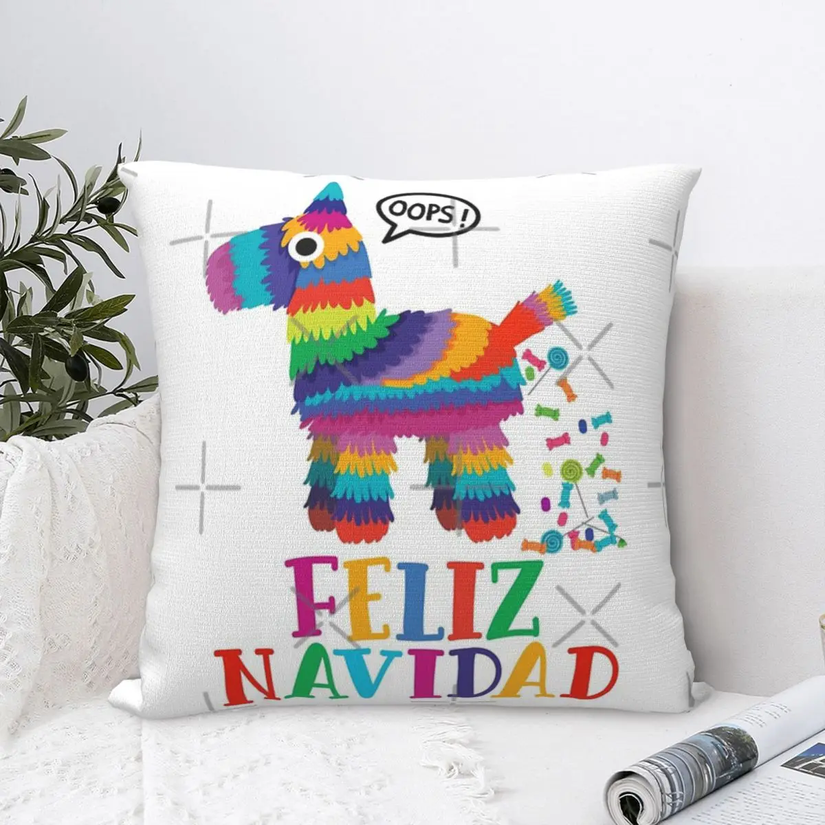 Opps Feliz Рождество забавная Мексиканская Подушка Piata искусственная подушка чехол