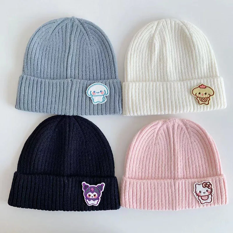 

Кавайная вязаная шапка Sanrio Kuromi My Melody Cinnamoroll аниме шапка с вышивкой для пары теплые периферийные товары Мультяшные трендовые девушки