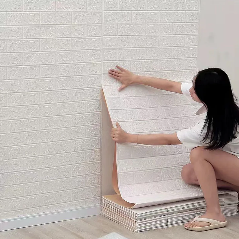 

Настенные 3d-наклейки с имитацией кирпичной кладки, водонепроницаемые Декоративные самоклеящиеся Стикеры из пены, для гостиной, ванной комнаты