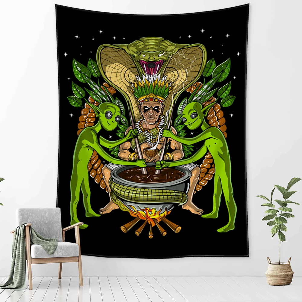 

Abstract Alien Tapestry Wall Hanging Psychedelic Witchcraft Mystical Hippie Tapiz Dorm Background Cloth Decor 1