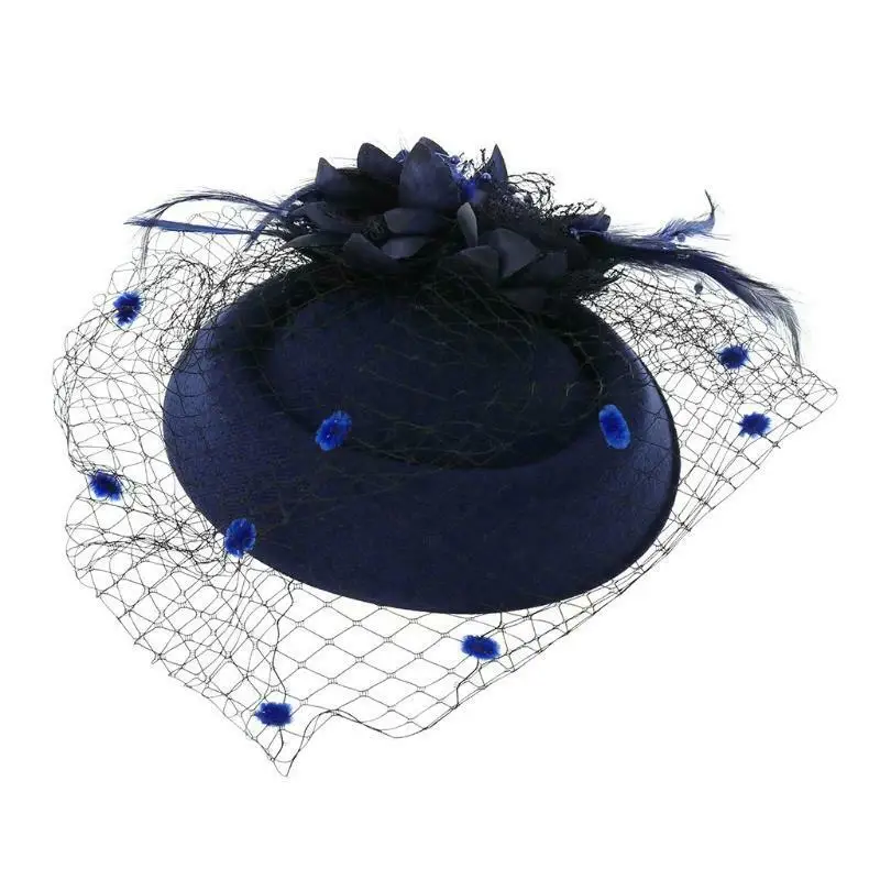 

Hat Hair Accessories Retro Short Hair Feather Flower Veil Cheongsam Show Banquet Head Accessories Hat Yarn Decor