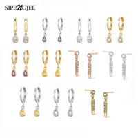 sipengjel fashion cubic zircon water drop ear buckle small hoop earrings for women korea gold color earrings party jewelry gift