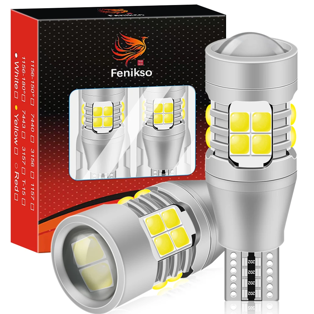Автомобильная светодиодная лампа Fenikso T15/W16W рулевое управление с линзой Canbus белая