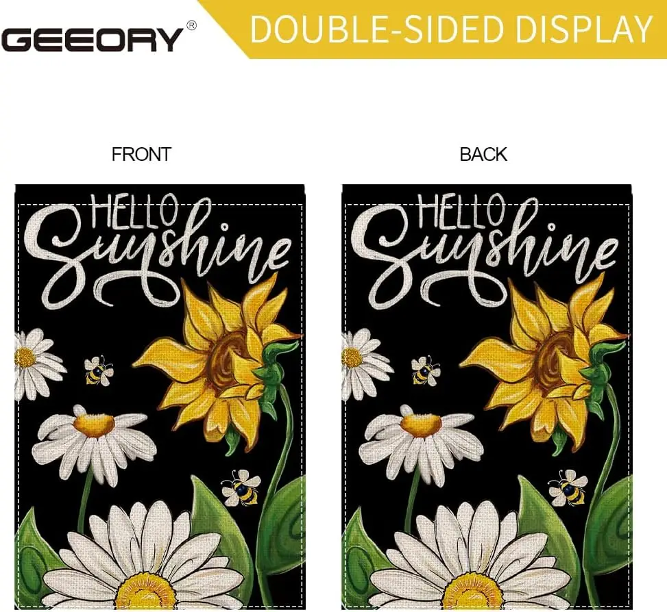 GEEORY летний садовый флаг 12 5x18 дюймов цветочный декоративный двусторонний Hello Sunshine