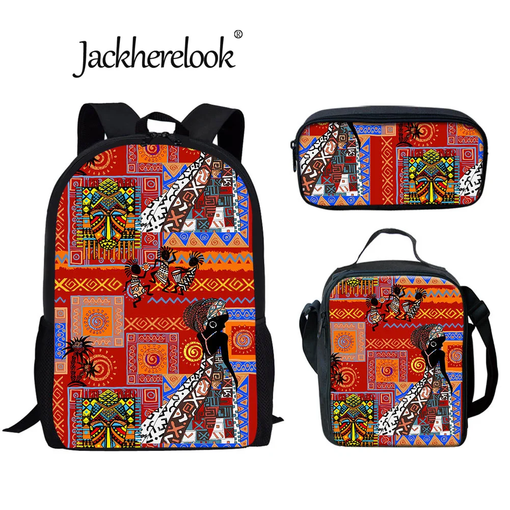 Школьная сумка Jackherelook для Африканской девочки, вместительный ранец в традиционном стиле, Детский рюкзак для книг, 3 шт./компл.