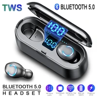 wireless headphone stereo sport bluetooth earphone touch mini earbuds bass headset with charging case power bank