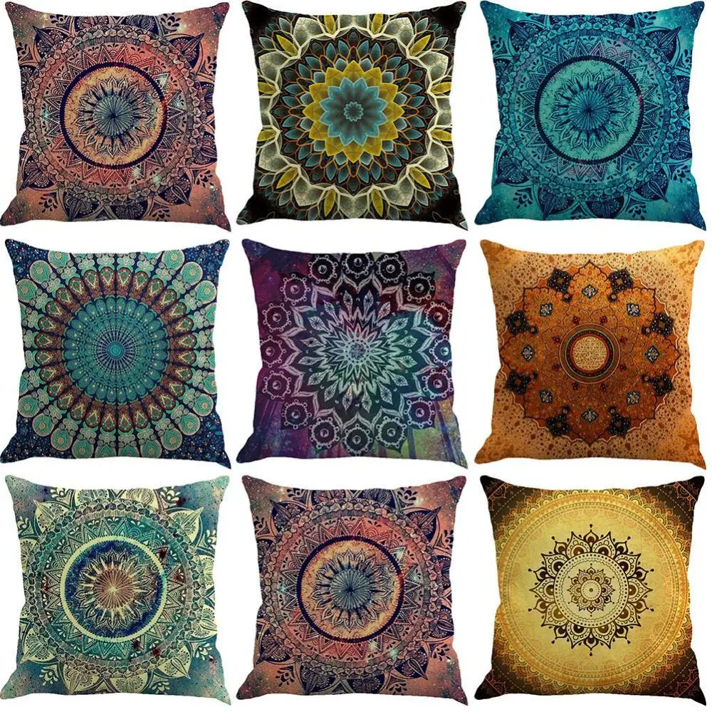 

Bohemian Geometric Patterned Square Pillowcase Living Room Sofa Throw Pillow Case 45x45cm Decorative Pillowslip Bedclothes