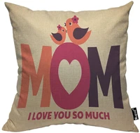 throw pillow case mom bird and little bird flower i love you so much pink purple cotton linen square cushion covers
