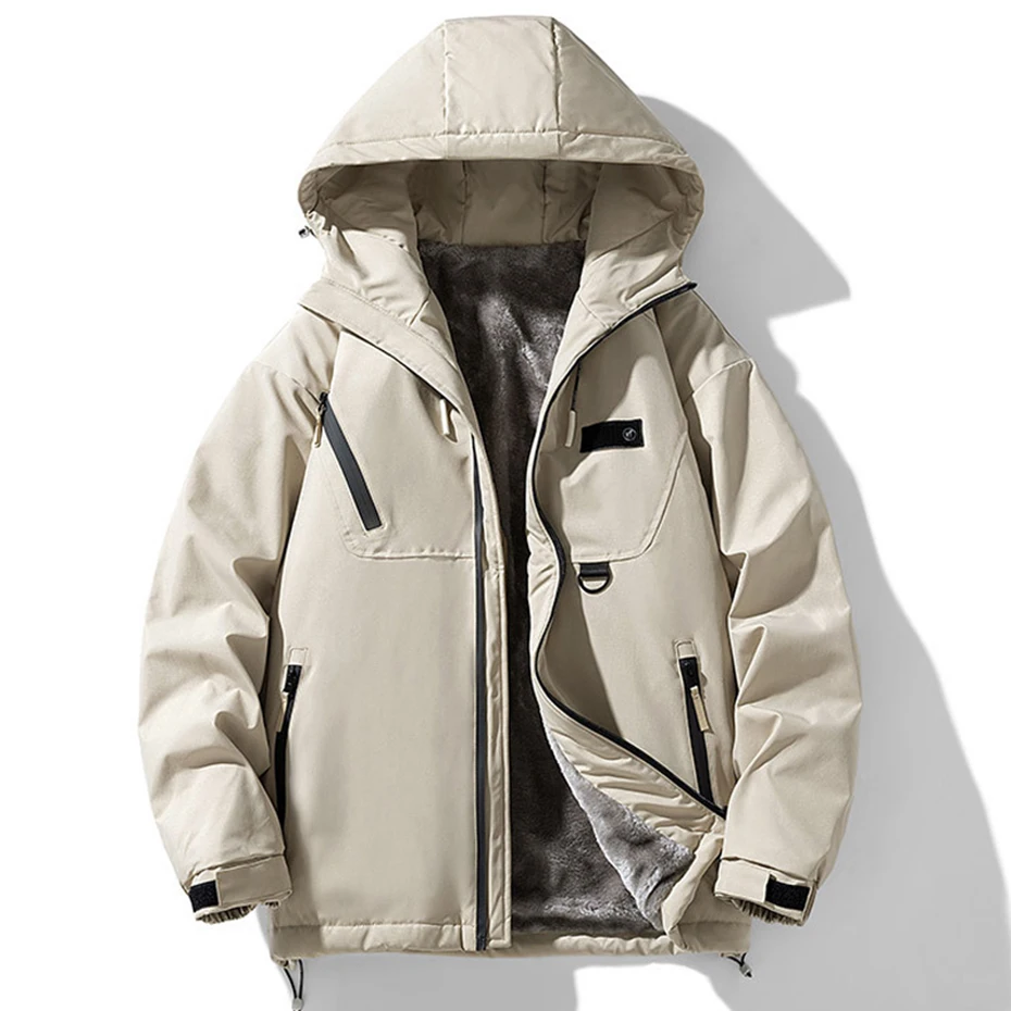 Мужская зимняя флисовая куртка с капюшоном размеры до 8XL