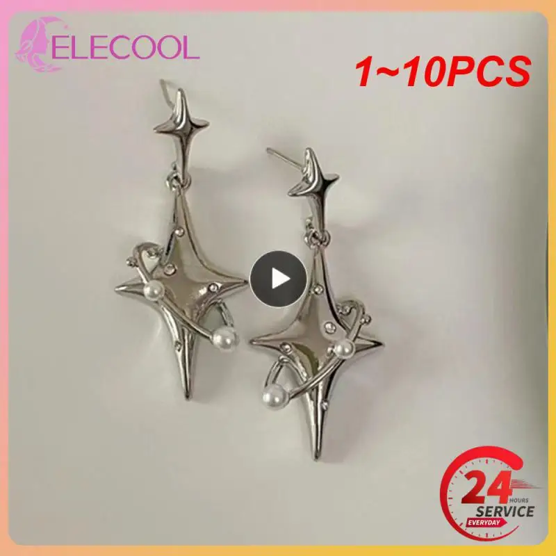 

1 ~ 10 шт. 1 пара, новые модные серебряные серьги-капли с жемчугом для женщин, модные блестящие Эффектные серьги, милые и крутые серьги Y2K