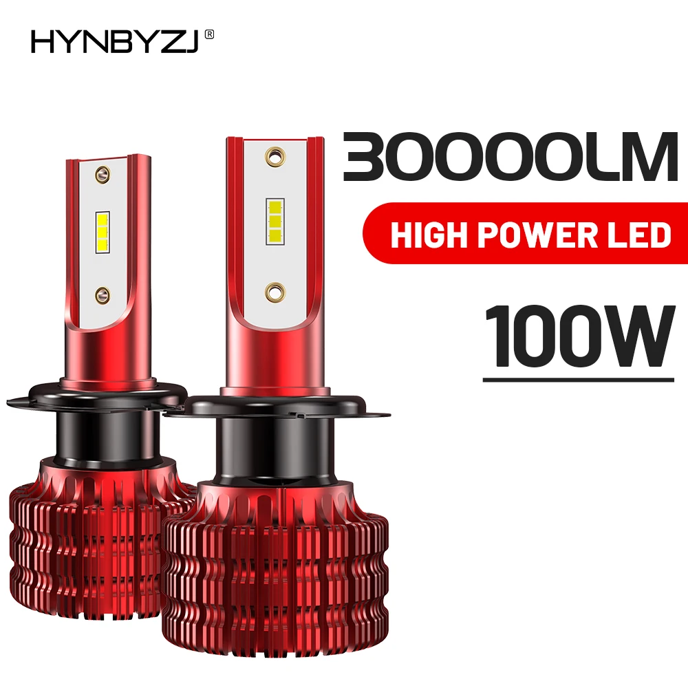 

H7 LED Headlight 30000LM CSP Chip LED H1 9005 9006 100W 6500K White Bulbs Turbo Fog Light 12V