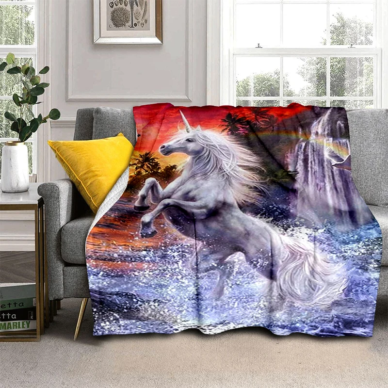 

Sofa Couch Blanket Soft Lightweight Blanket Sunset Lightning Unicorn White All Season Warm for Bed Horse Flannel Throw Blanket